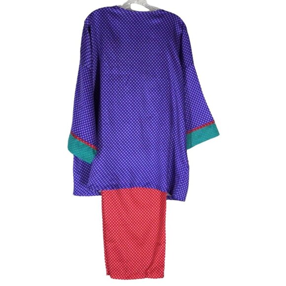 Vintage 80s Donna Richard for Gilligan O'Malley Silky Geometric Print Pajama Set - Picture 2 of 12